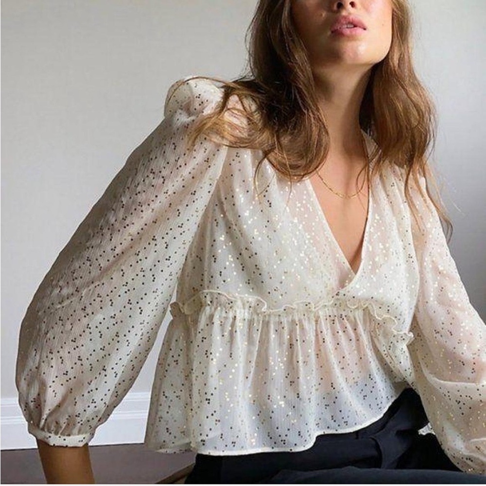 Aritzia Sunday Best Glitter Sheer Top